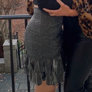 NWT SILVER SPARKLY METALLIC SKIRT TIGHT & FLOWY